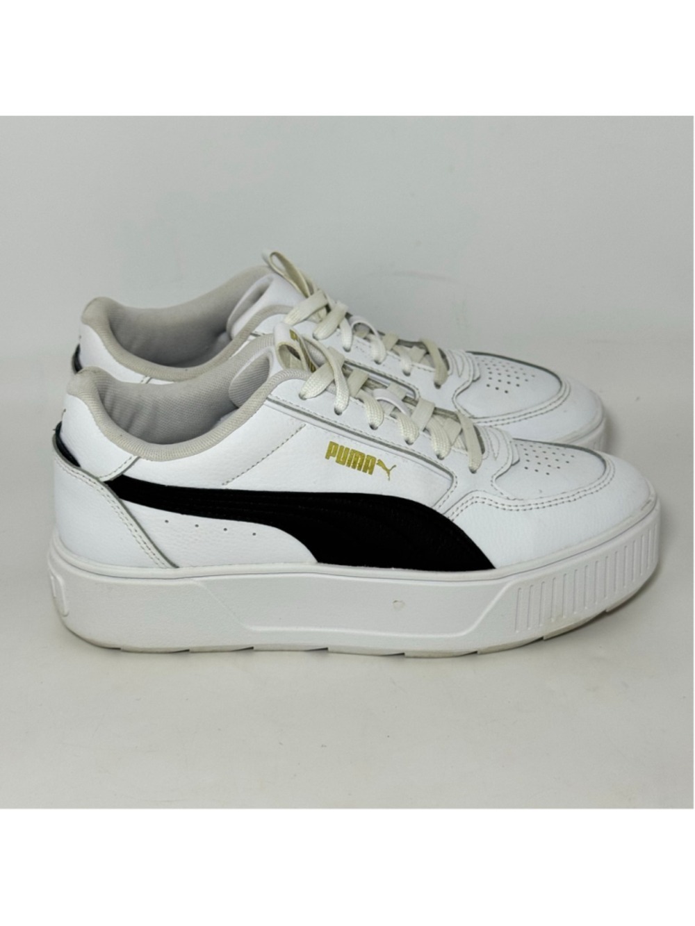 Women's Puma Karmen Platform Leather Sneakers White And Black Size 7.5
